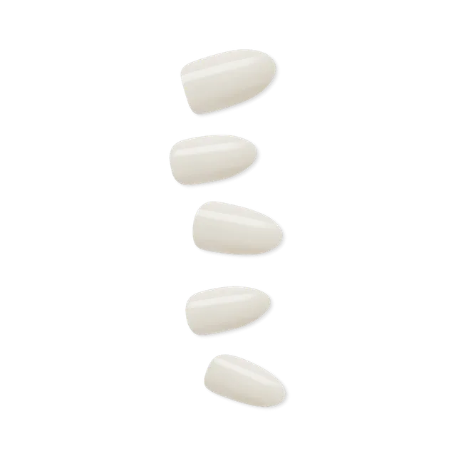 impress-color-no-glue-press-on-nails-ballroom-solid-white-medium-almond-manicure image 1