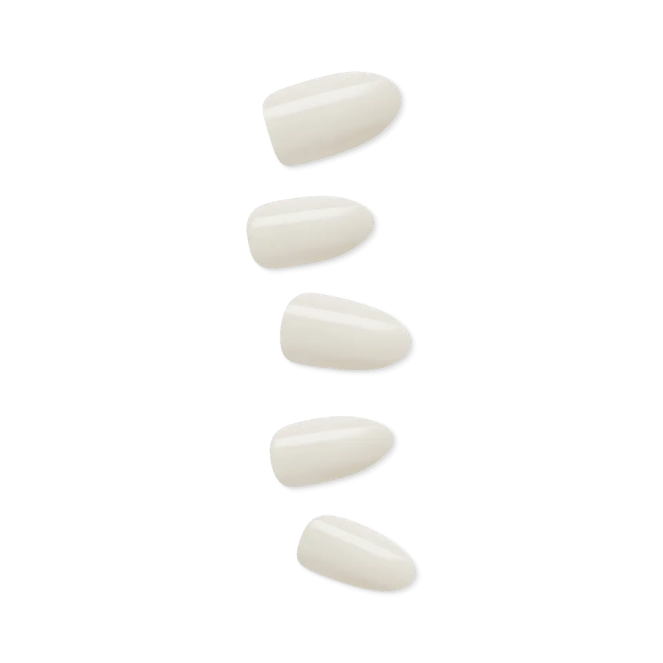 impress-color-no-glue-press-on-nails-ballroom-solid-white-medium-almond-manicure image 1