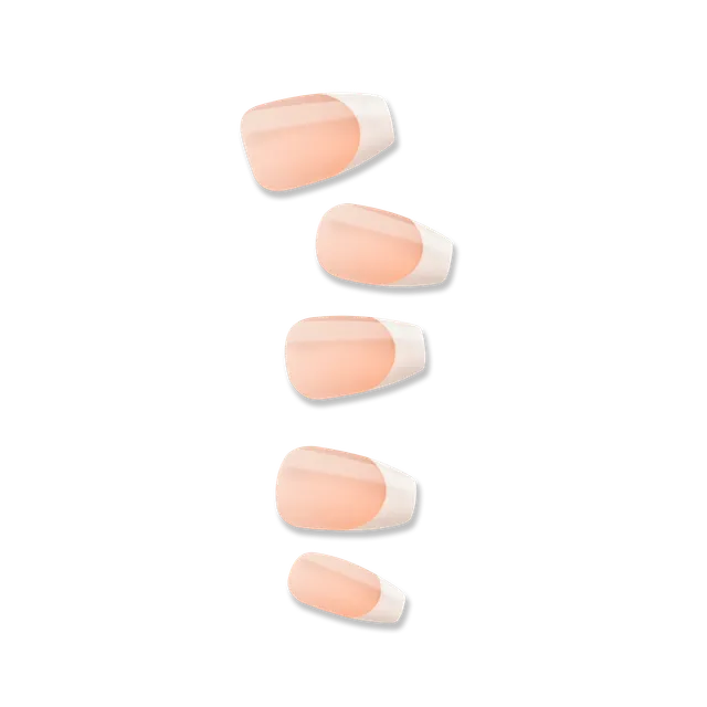 impress-french-ideal-no-glue-press-on-nails-french-tips-white-neutral-medium-cof image 1