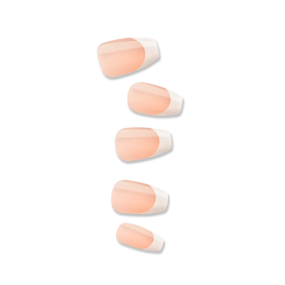 impress-french-ideal-no-glue-press-on-nails-french-tips-white-neutral-medium-cof image 1