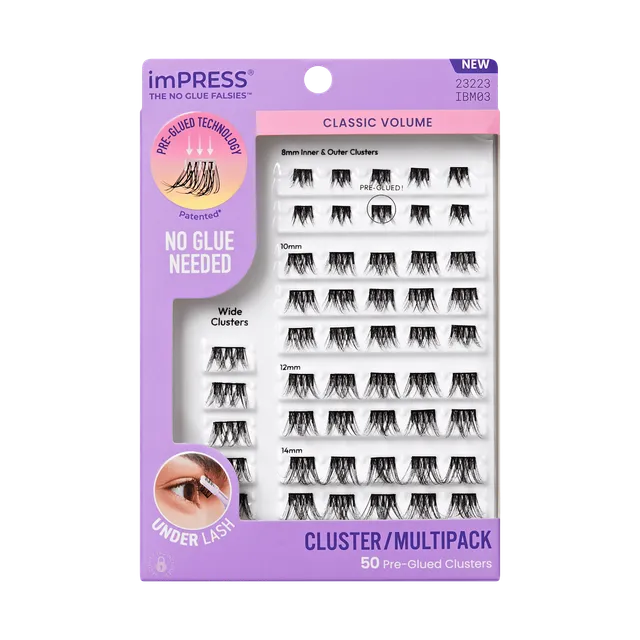 impress-classic-volume-pre-glued-false-eyelashes-multipack-50-lash-clusters-8mm- image 1