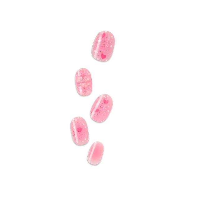 impress-design-cupid-love-no-glue-press-on-nails-3d-jewel-design-pink-short-oval image 1