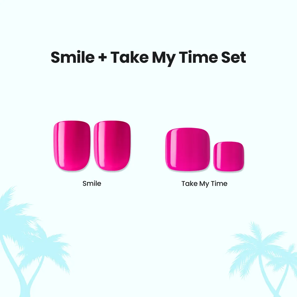 impress-press-on-mani-pedi-bundle-smile-take-my-time-solid-magenta-pink-includes image 1