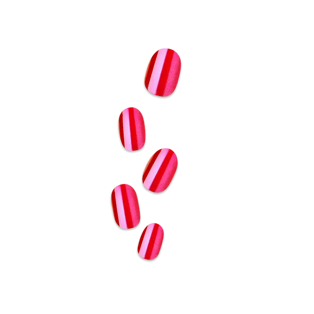 impress-colorfx-floating-no-glue-press-on-nails-pearl-effect-solid-pink-short-ov image 1