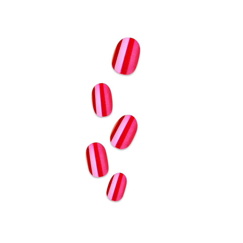 impress-colorfx-floating-no-glue-press-on-nails-pearl-effect-solid-pink-short-ov image 1