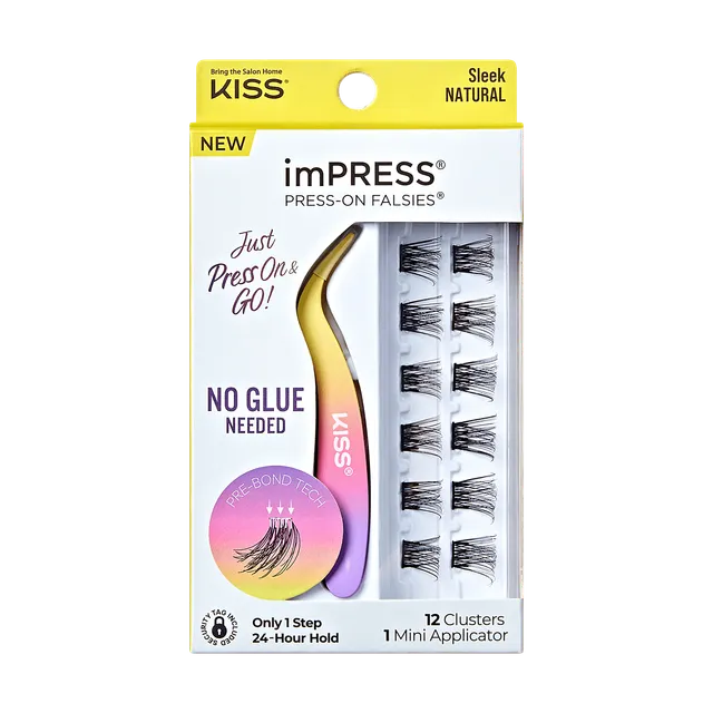 impress-falsies-pre-glued-false-eyelashes-minipack-sleek-12-lash-clusters-natura image 1