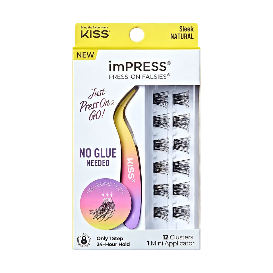 impress-falsies-pre-glued-false-eyelashes-minipack-sleek-12-lash-clusters-natura image 1