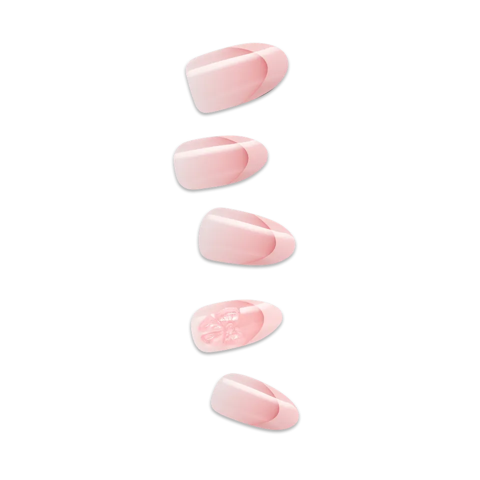 impress-design-no-glue-fake-press-on-nails-glow-muse-3d-jewel-french-design-pink image 1
