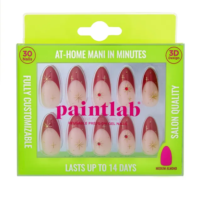 paintlab-red-celestial-almond-press-on-nails image 1