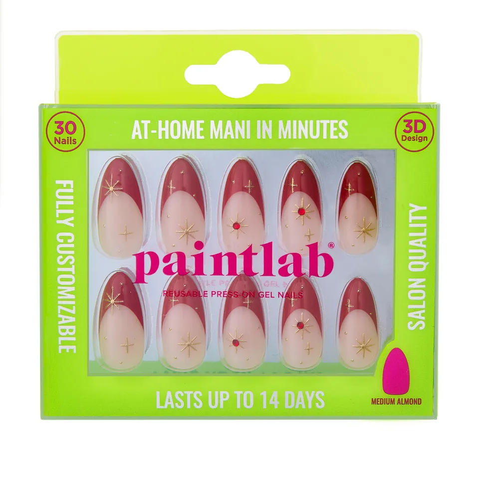 paintlab-red-celestial-almond-press-on-nails image 1