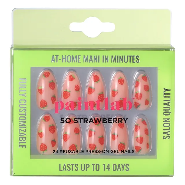 paintlab-so-strawberry-almond-press-on-nails-juicy-strawberry-red image 1