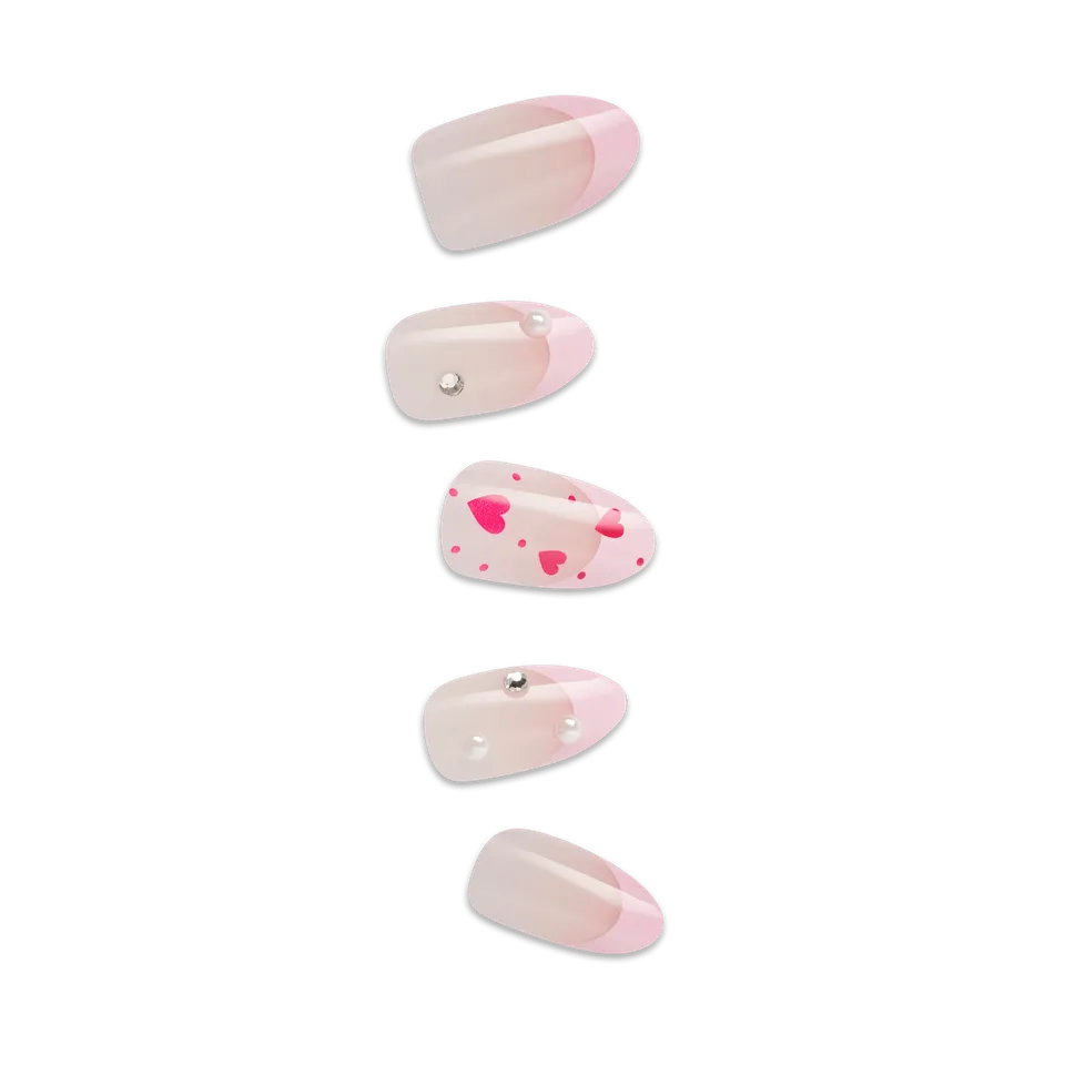 impress-still-the-one-no-glue-press-on-nails-3d-jewel-french-design-pink-medium- image 1