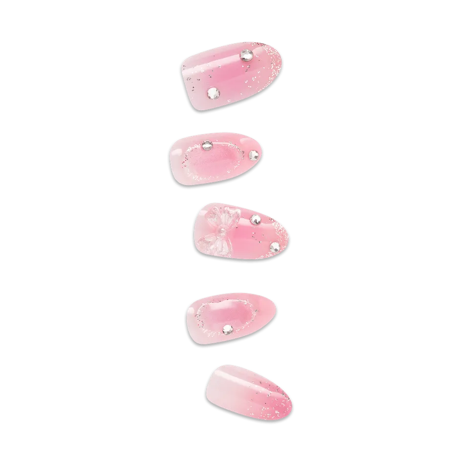 impress-design-premium-no-glue-fake-press-on-nails-venus-3d-jewel-design-pink-me image 1