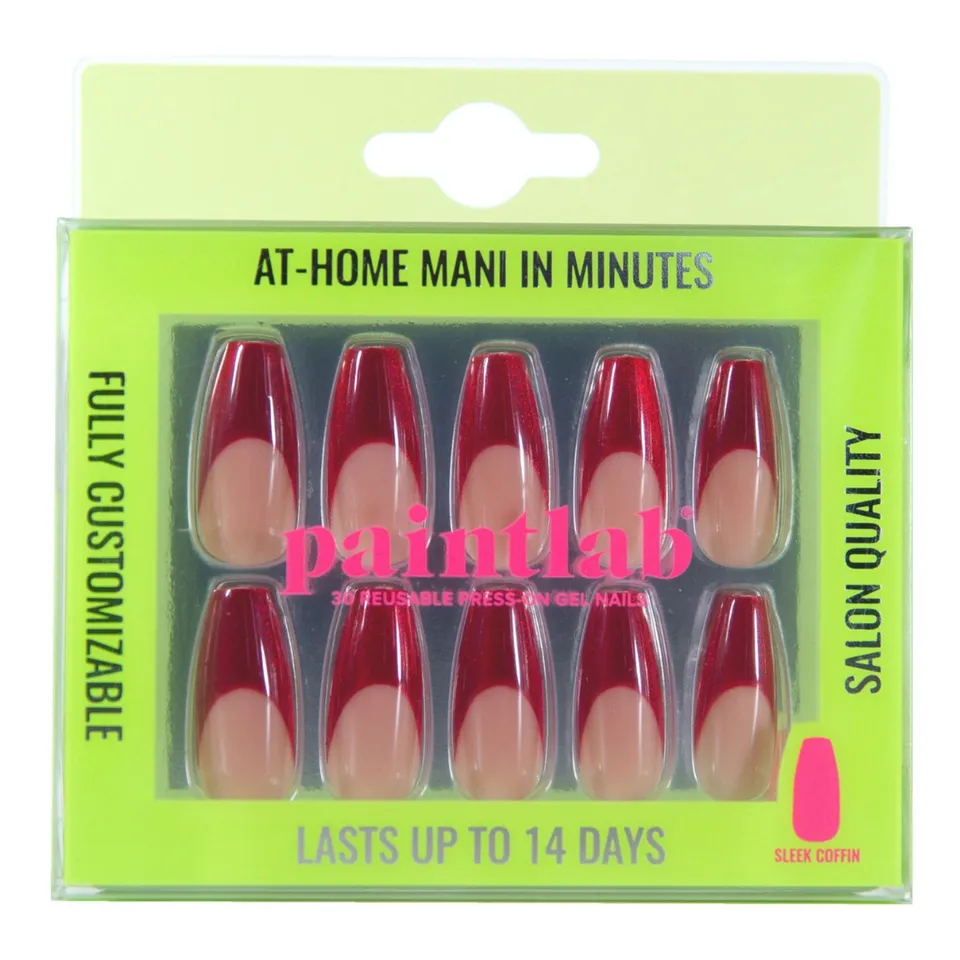 paintlab-red-chrome-coffin-sleek-press-on-nails image 1