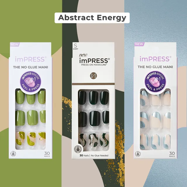 impress-design-press-on-nails-bundle-abstract-energy-3-sets-glossy-finish image 1