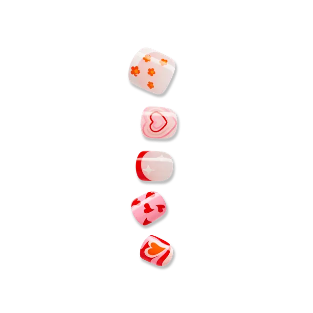 impress-kids-no-glue-press-on-nails-playground-fun-red-design-squoval-20-nails image 1