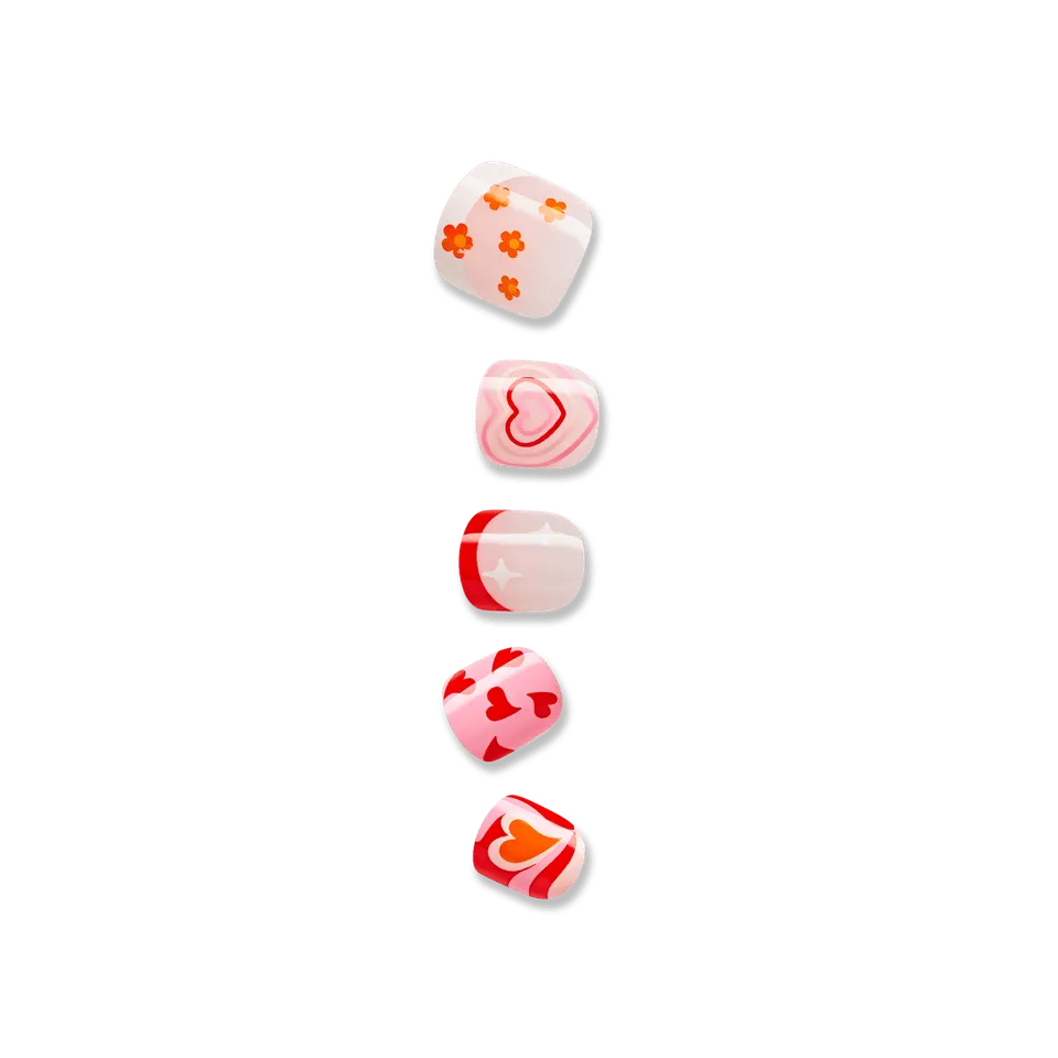 impress-kids-no-glue-press-on-nails-playground-fun-red-design-squoval-20-nails image 1