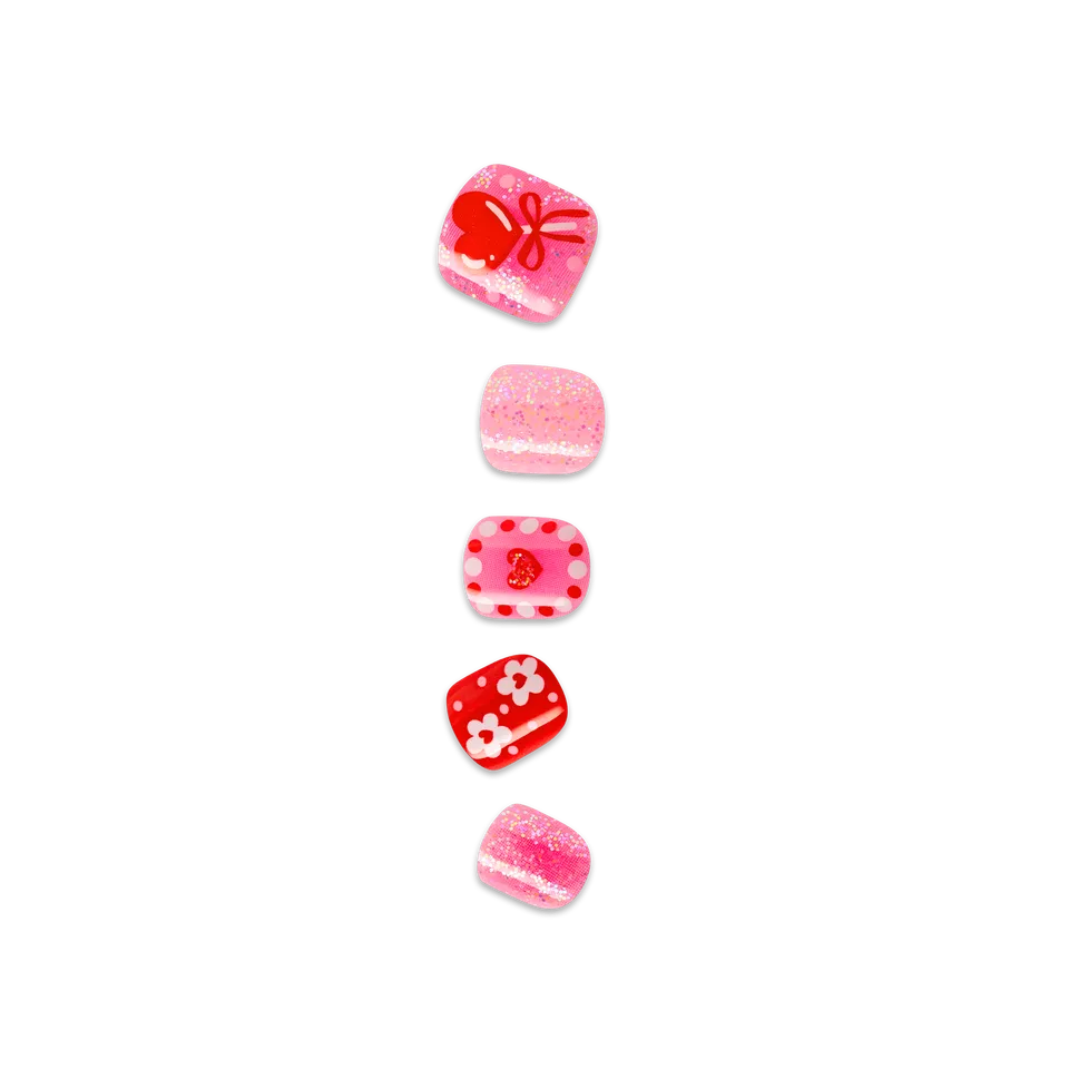 impress-kids-no-glue-press-on-nails-candy-heart-design-red-pink-squoval-20-nails image 1