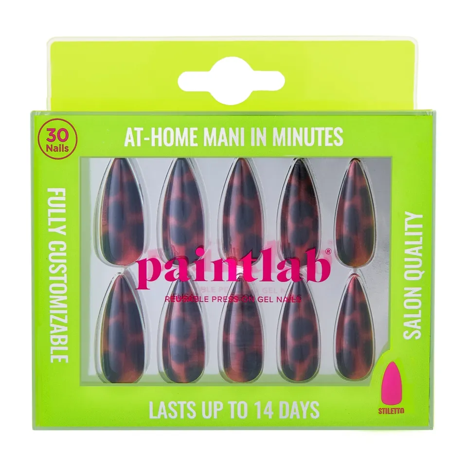 paintlab-espresso-tortie-stiletto-press-on-nails image 1