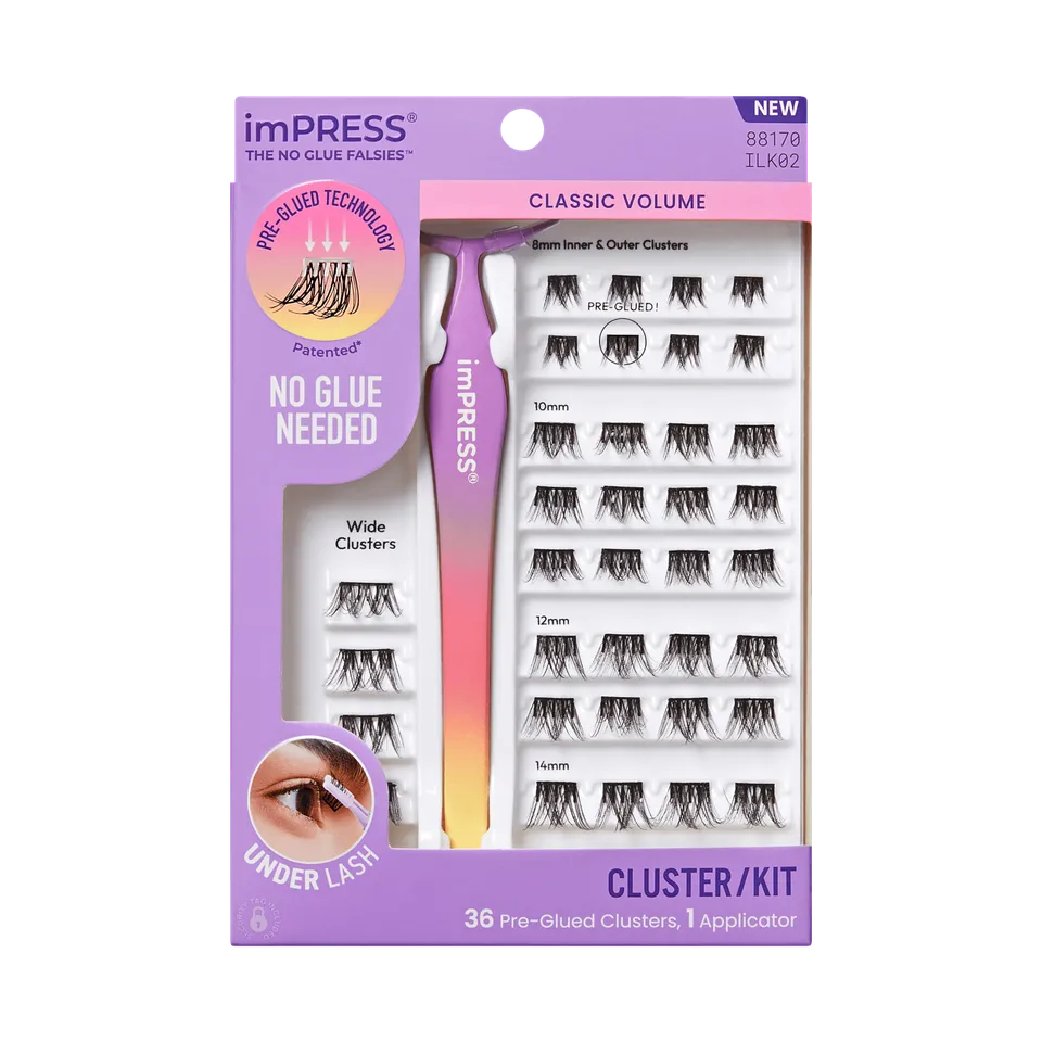impress-falsies-pre-glued-false-eyelashes-starter-kit-classic-volume-36-clusters image 1