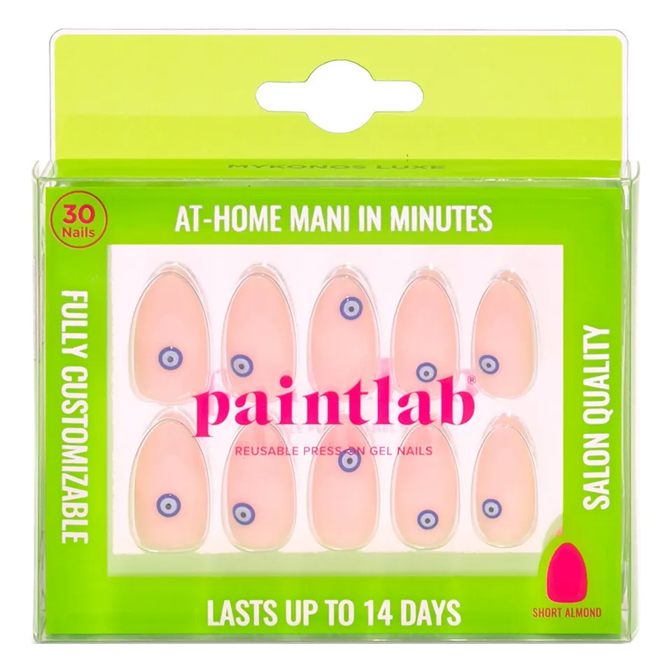 paintlab-mykonos-luxe-short-almond-press-on-nails-mediterranean-white-blue-desig image 1