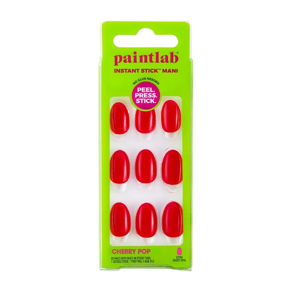 paintlab-cherry-pop-instant-stick-mani-extra-short-oval-press-on-nails image 1