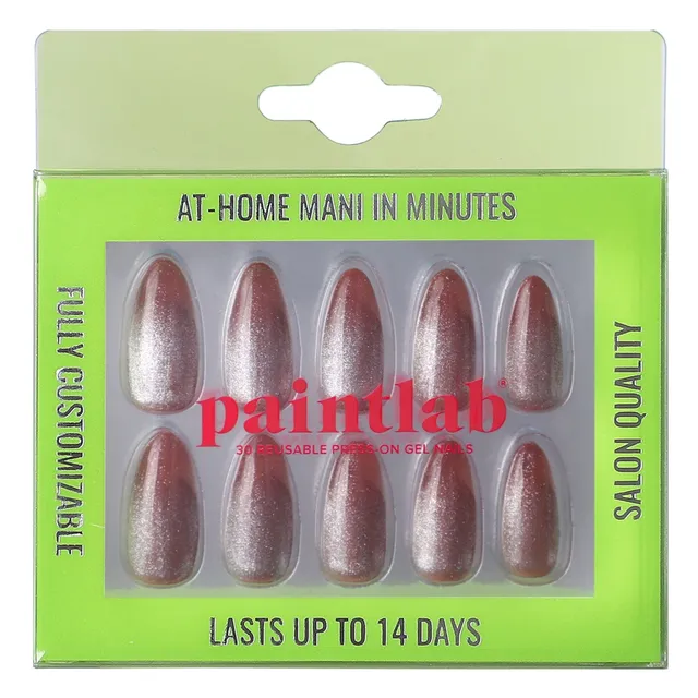 paintlab-rose-gold-almond-press-on-nails-luxurious-metallic-almond-false-nails image 1