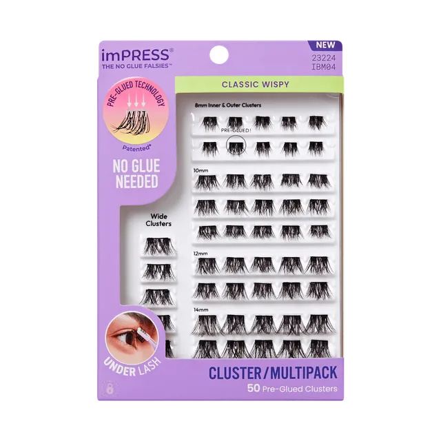 impress-falsies-pre-glued-false-eyelashes-multipack-classic-wispy-50-lash-cluste image 1