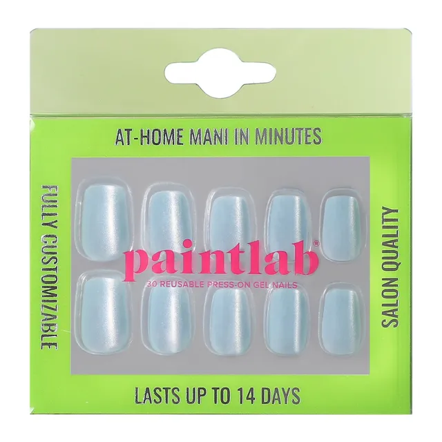 paintlab-baby-blue-cat-eye-squoval-press-on-nails-magnetic-chrome-finish image 1