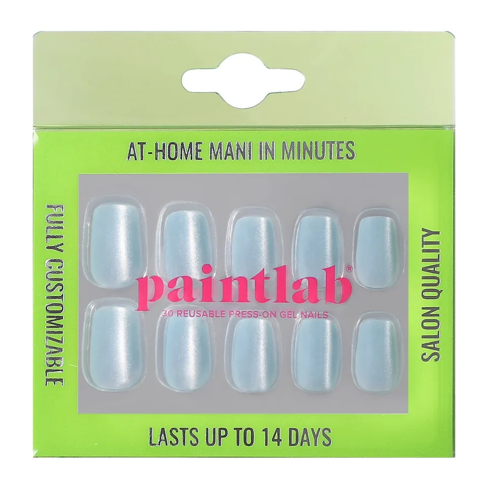 paintlab-baby-blue-cat-eye-squoval-press-on-nails-magnetic-chrome-finish image 1
