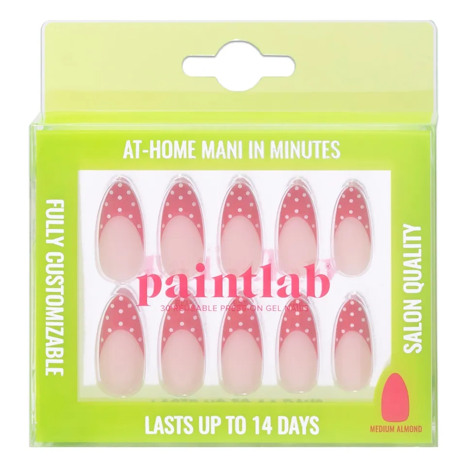 paintlab-red-polka-dot-almond-press-on-nails-retro-print-almond-shape-false-nail image 1