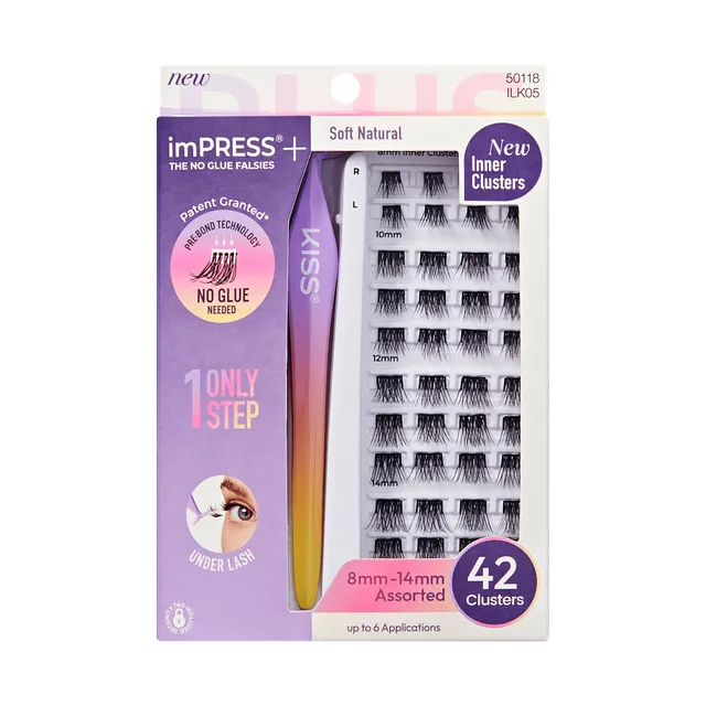 impress-soft-natural-pre-glued-false-eyelashes-starter-kit-42-lash-clusters-with image 1