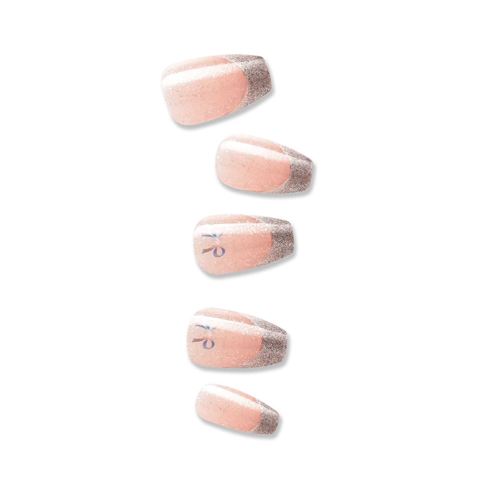 impress-premium-memory-lane-no-glue-press-on-nails-french-design-metallic-silver image 1