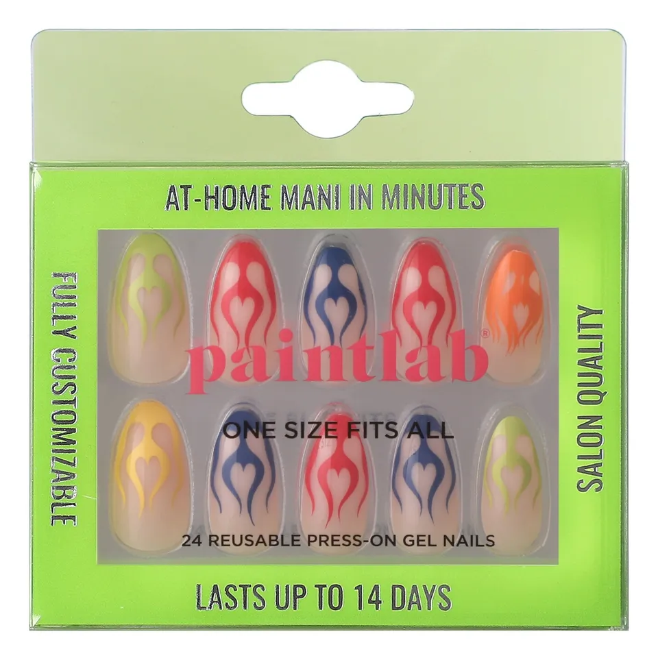 paintlab-multi-flame-almond-press-on-nails image 1