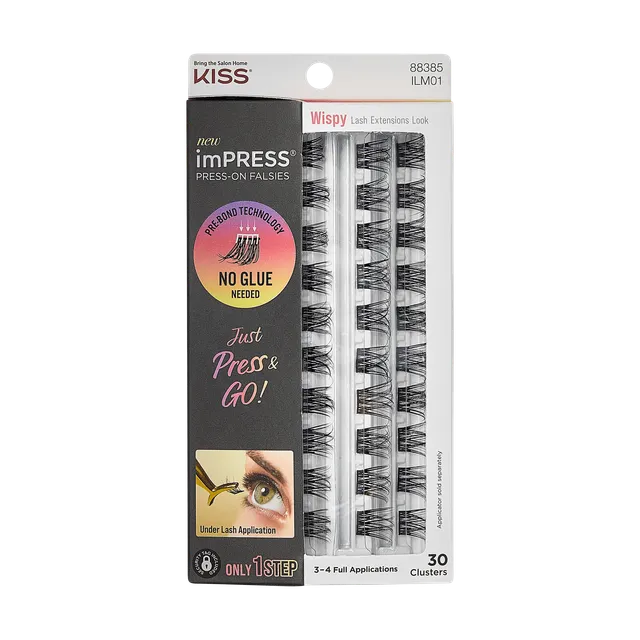 impress-falsies-pre-glued-false-eyelashes-refills-wispy-30-lash-clusters-10mm-14 image 1