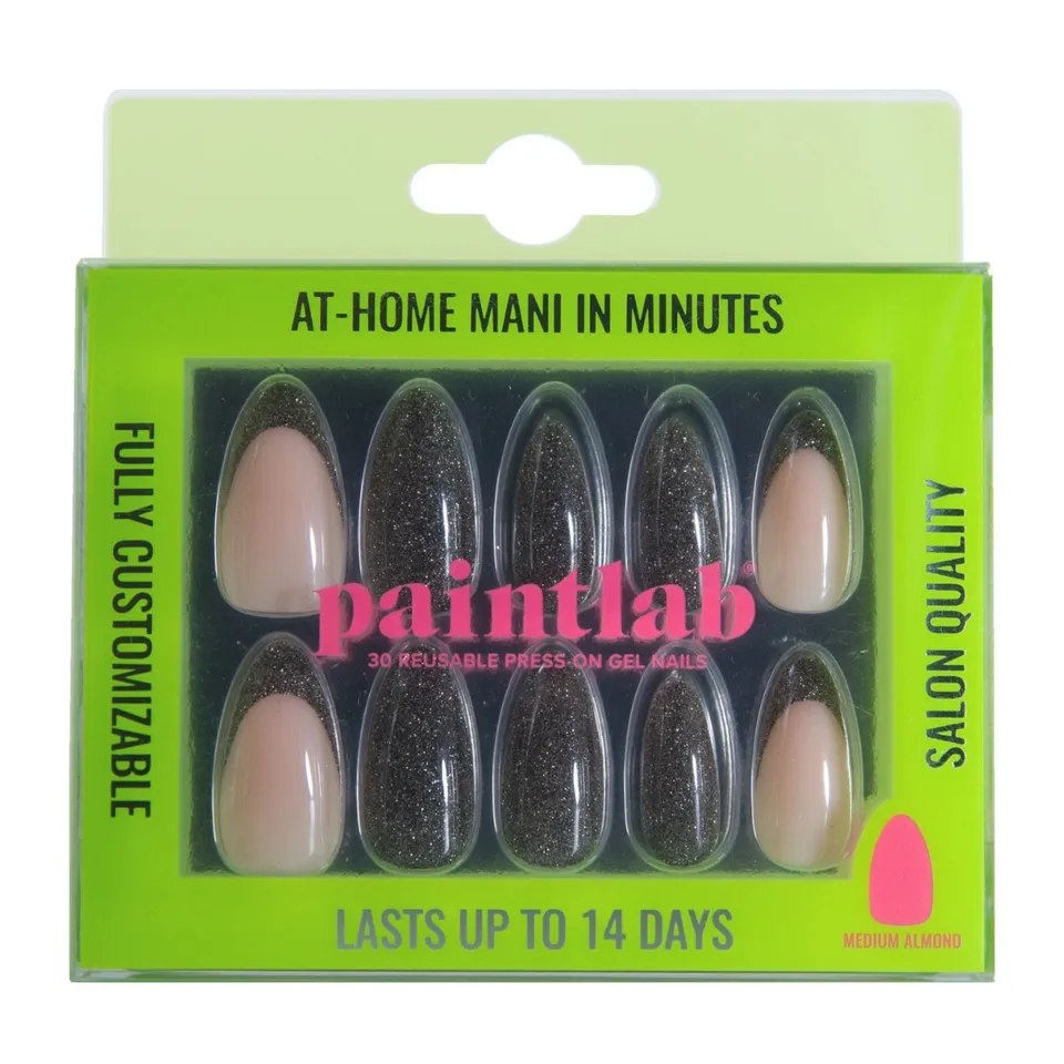 paintlab-disco-ball-almond-press-on-nails-glitter-party-set image 1