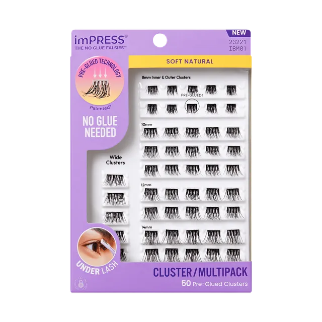impress-falsies-pre-glued-false-eyelashes-multipack-soft-natural-50-lash-cluster image 1