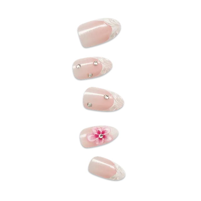 impress-premium-couture-geous-no-glue-press-on-nails-3d-jewel-french-pink-medium image 1