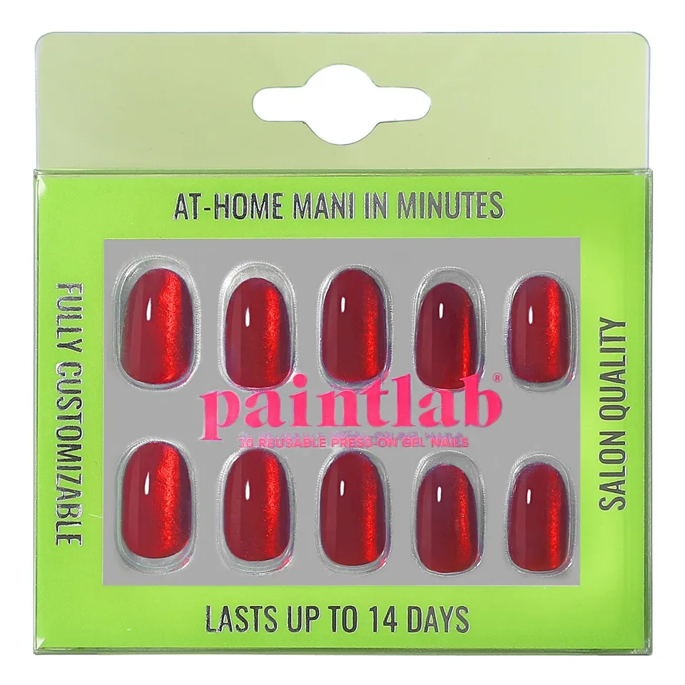 paintlab-red-ruby-oval-press-on-nails image 1