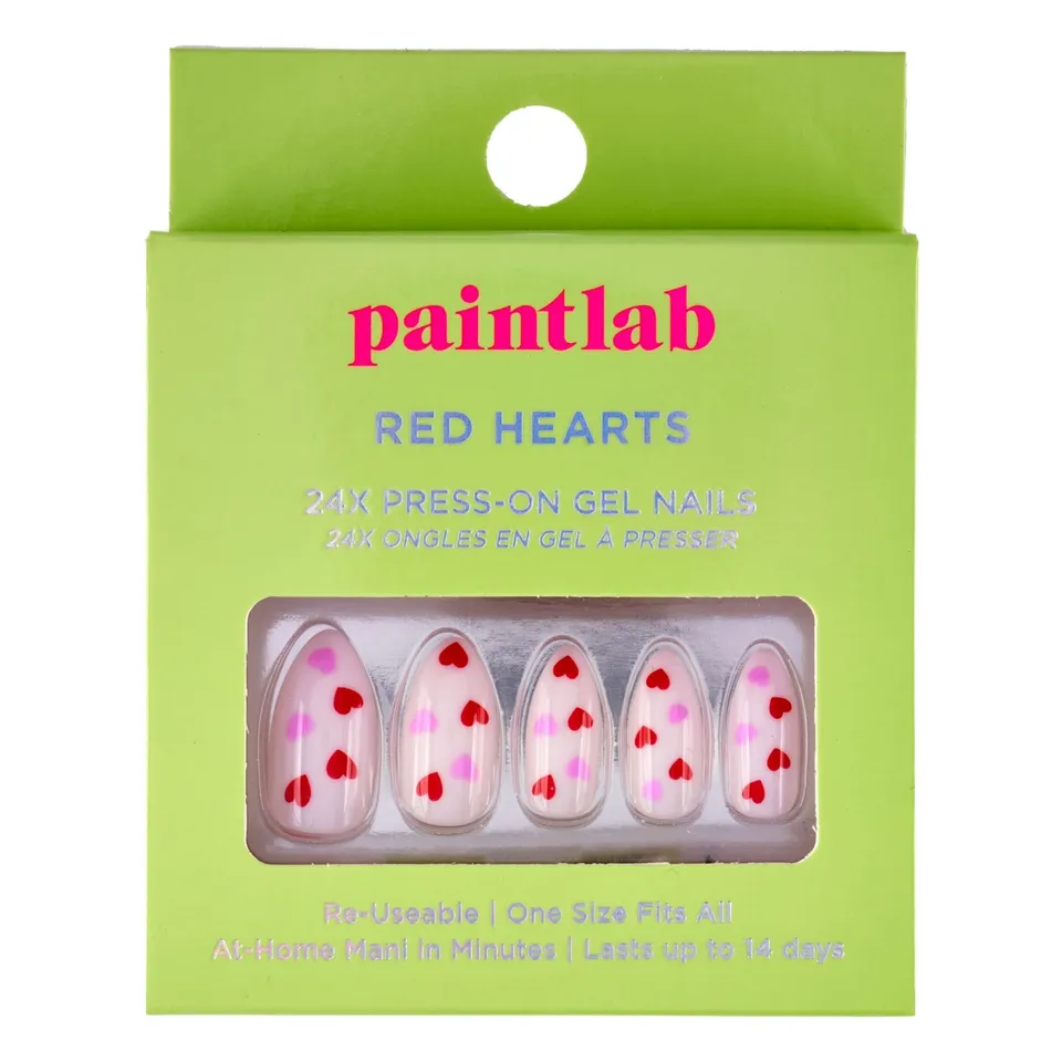 paintlab-red-hearts-almond-press-on-nails-with-romantic-red-heart-print image 1