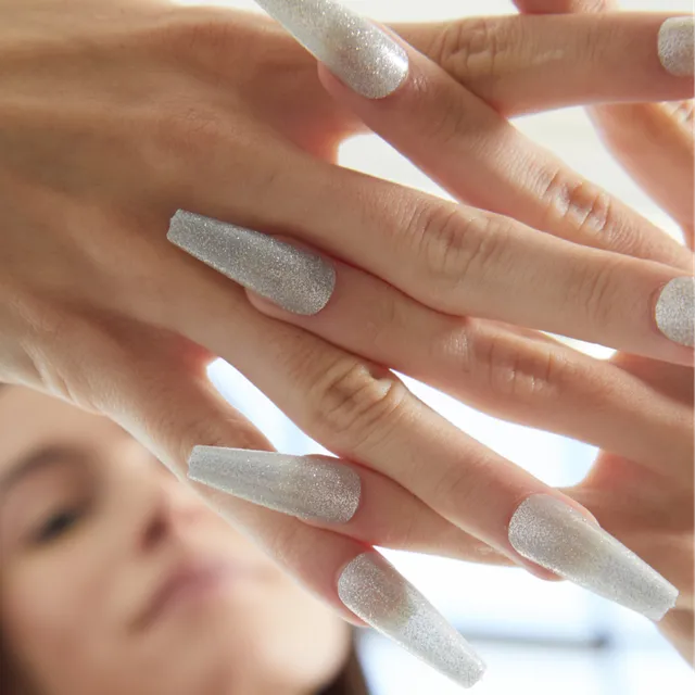 paintlab-champagne-pop-coffin-sleek-press-on-nails-shimmery-golden-coffin image 1