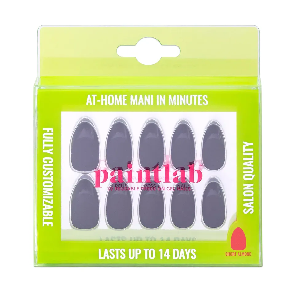 paintlab-noir-matte-almond-press-on-nails-velvety-matte-black-short-almond-false image 1