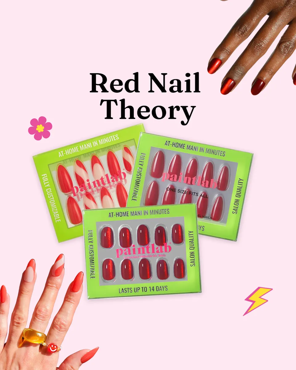 paintlab-red-nail-theory-press-on-nails-with-bonus-kit image 1