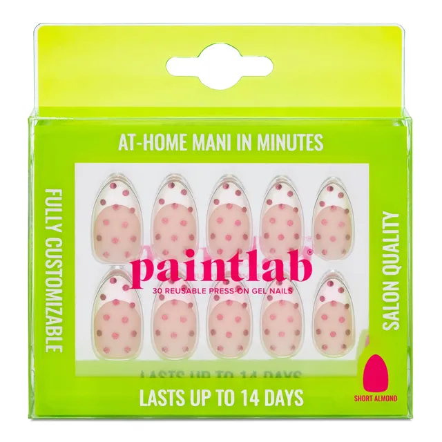 paintlab-chrome-polka-dot-short-almond-press-on-nails-with-disco-chrome-dots image 1