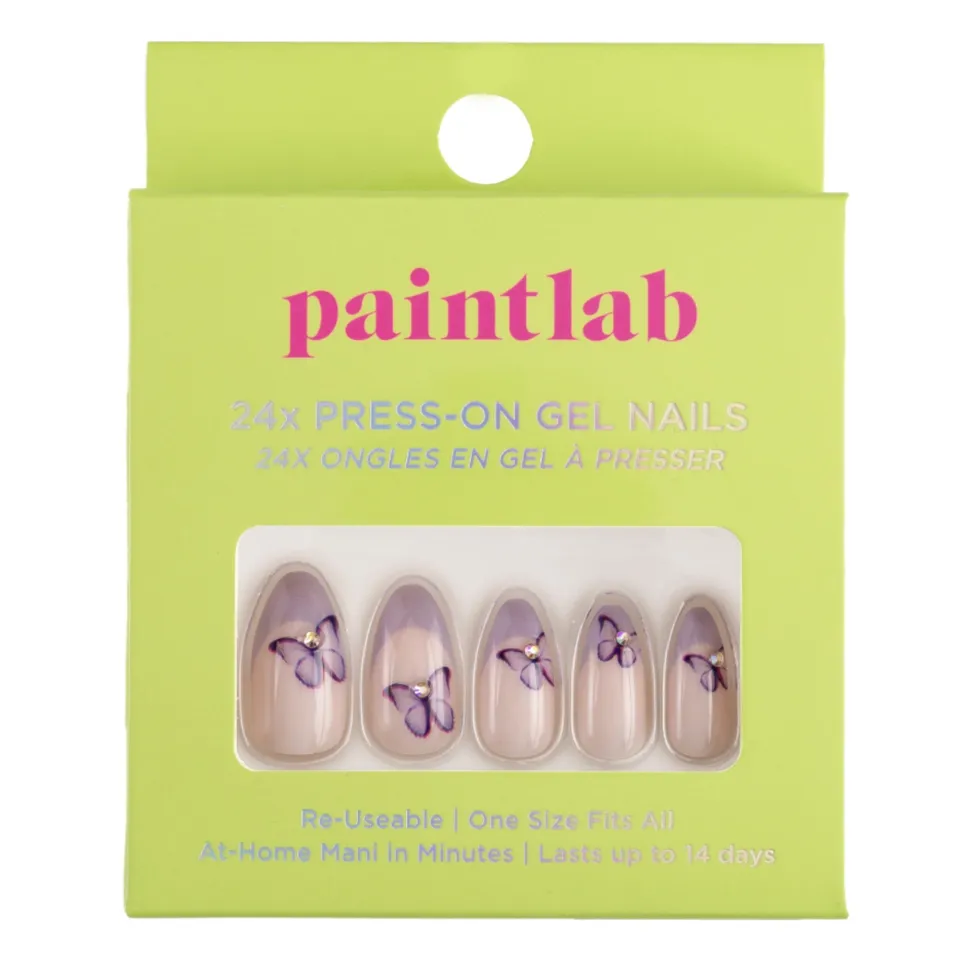 paintlab-lavender-butterfly-almond-press-on-nails-3d-accent-french-tip-false-nai image 1
