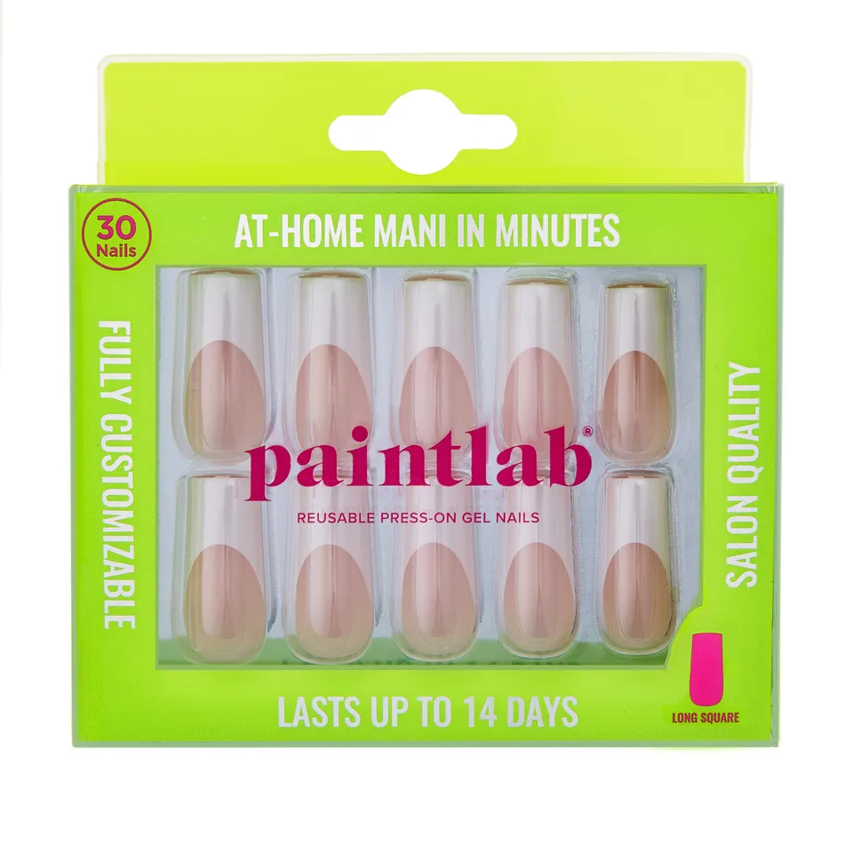 paintlab-french-chrome-square-press-on-nails-reflective-chrome-tip-sleek-square- image 1