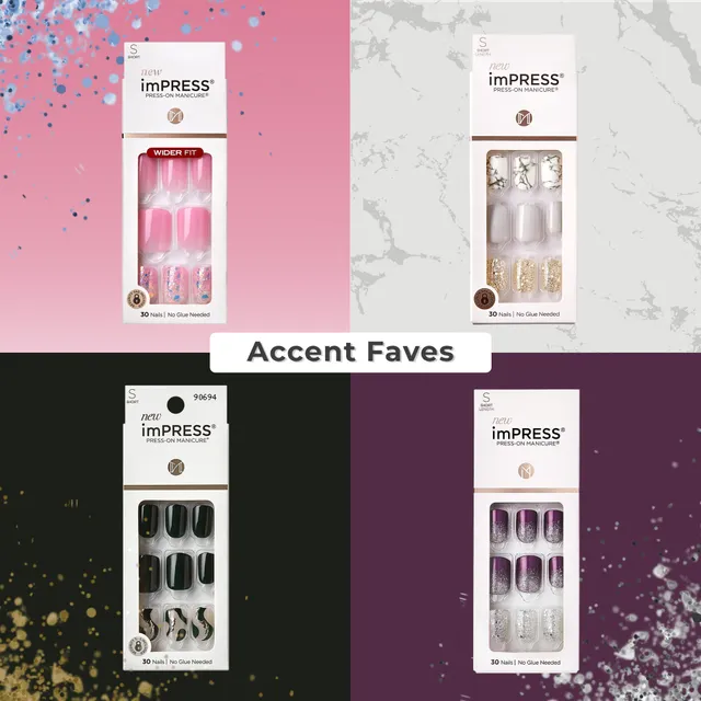 impress-design-press-on-nails-bundle-accent-faves-4-short-manis-with-detailed-ac image 1