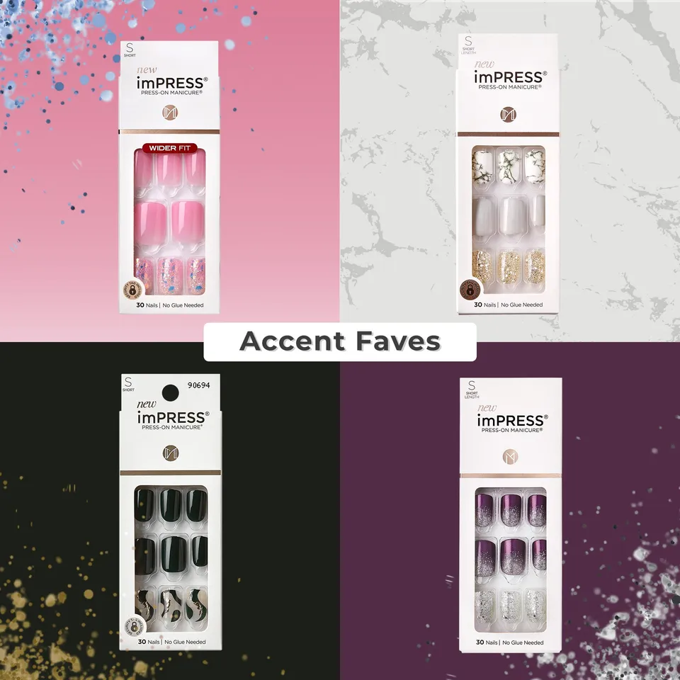 impress-design-press-on-nails-bundle-accent-faves-4-short-manis-with-detailed-ac image 1