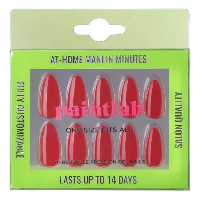 paintlab-red-jelly-almond-press-on-nails image 1