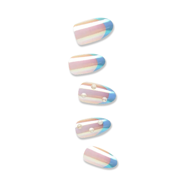 impress-premium-no-glue-press-on-nails-best-life-3d-jewel-french-metallic-blue-m image 1